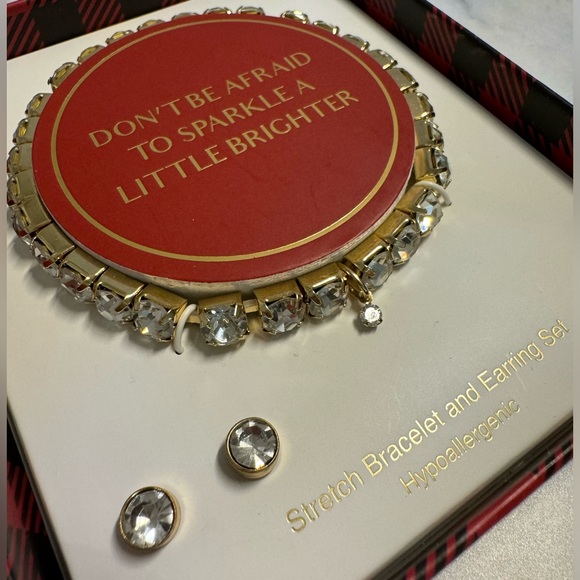 “DON’T BE AFRAID TO SPARKLE A LITTLE BRIGHTER” Stretch Bracelet and Earring Set - Picture 3 of 12